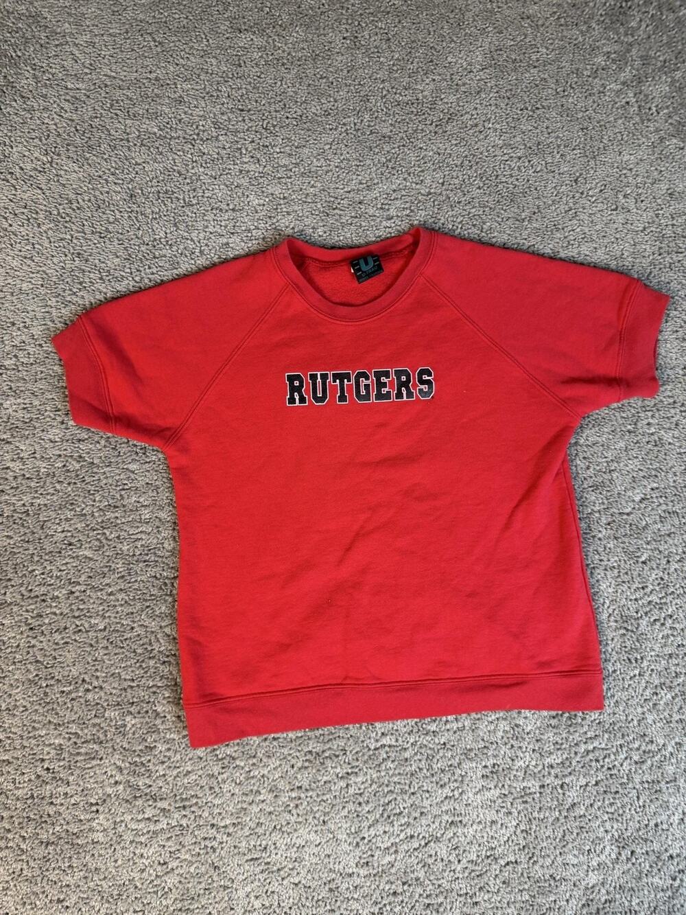 Vintage 80s Rutgers University Sweatshirt Mens XS Red Short Sleeve Crewneck